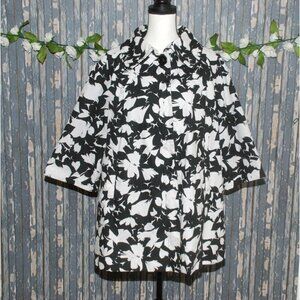 Centigrade Outerwear Women's 1X Half Sleeve Black White Floral Jacket Coat large
